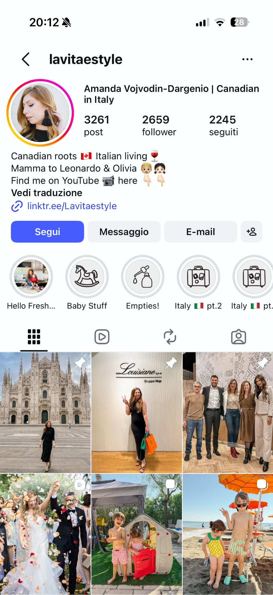 Instagram profile of Italian-based creator lavitaestyle
